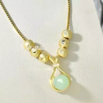 То же самое зеленое ожерелье-мешочек с удачей, женский высокоценный ретро кулон с бусиной удачи