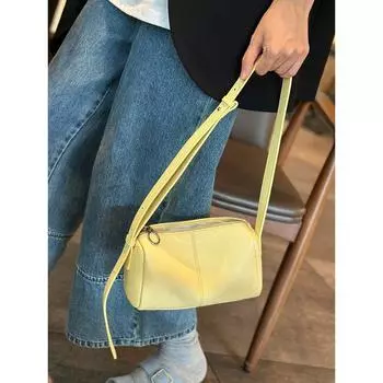 Toast Bag Women 2025 New Fashion Genuine Leather White Small Bag Commuter Underarm Bag Shoulder Messenger Bag Pillow Bag Yellow
