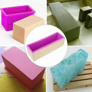 Toast Cake Loaf Mold Rectangular DIY Handmade Tool Kitchen Tools Baking Silicone Soap Mold with Wooden Box амарантовый