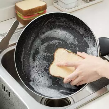 Toast Sandwich Shape Creative Non-Scratch Dish-washing Sponge Scrub Cleaner Scouring Pad Scrubber Toast