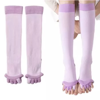 TOAURDA Растягивающие пальцы компрессионные компрессия для носков для пальцев ног, носки, носки с пятью пальцами, длинные, для сна, растягивающие, женские (Бледно-пурпурный, M)