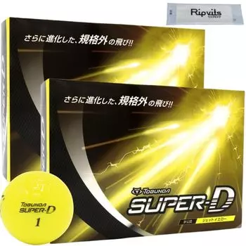 Tobunda Super D Golf Balls Unofficial High Repulsion Flying Golf Balls Yellow 2 Dozen Set 24 Balls Cleaning Sheet Set Original