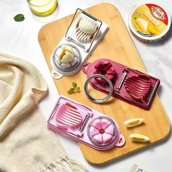 Точечная японская многофункциональная яйцерезка Яйцерезка с двойной головкой Два в одном необычная машина для нарезки консервированных яиц Pack of 1 красный