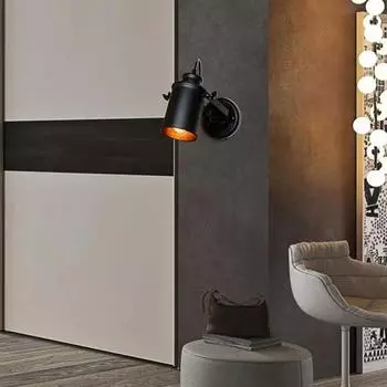 Точечные светильники для прихожей в стиле американского ретро, Настенные светильники, Балконы, Бары, Спальни, Прикроватные светильники, Светильники для внутреннего освещения One Size чёрный