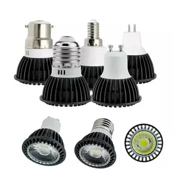 Точечный светильник, светодиодные лампы с регулируемой яркостью COB 5 Вт E27 GU10 MR16 E12 E14 для домашнего офиса, внутреннего освещения, светодиодные точечные светильники и прожекторы