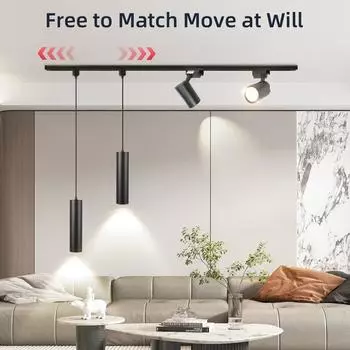 Точечный светодиодный трековый светильник 220 В потолочный светильник COB Spotlight Rail Lamp Fixture для гостиной, магазина одежды, полный комплект трекового освещения 12W Natural light