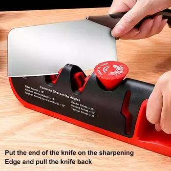 Точильный камень 6 передач, кухонные принадлежности, высокая твердость, трудосберегающая точилка для кухонных ножниц, прочная, многофункциональная, антикоррозийная красный/чёрный