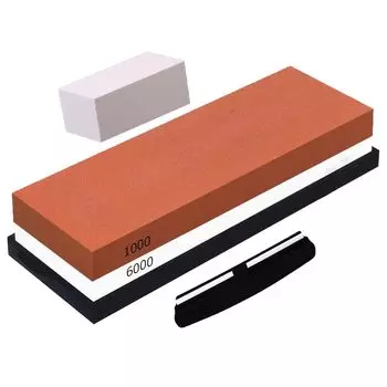 точильный камень для дома для ножа для заточки для среднего для нержавеющей стали и с резиной с японскими инструкциями Двустороннее использование, белый