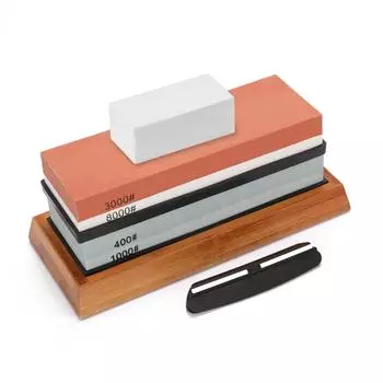 Точильный камень для ножей Grit400-8000# Whetstone Professional Grindstone Set Wood Base Angle Guide Polishing Set Universal