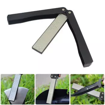 Точильный камень с алмазной огранкой для кемпинга, двусторонний складной карманный резак, точильный камень, точильный камень чёрный