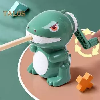 Точилка для карандашей с динозавром, мультяшная ручная точилка для цветных карандашей, маленькая, легкая, простая в использовании обучающий инструмент для детей, школьные принадлежности красный