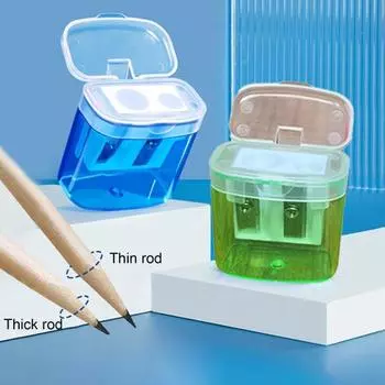 Точилка для карандашей с двумя отверстиями и коробкой для хранения Премиум-лезвие для домашнего офиса и детей жёлтый