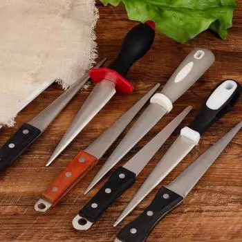 Точилка для кухонных ножей из нержавеющей стали, алмазный конический напильник, ножницы, заточной брусок для заточки изогнутых ножей, камень для заточки кухонных ножей 1pcs