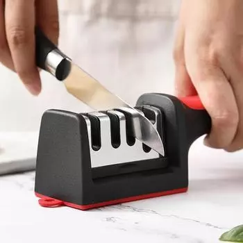 Точилка для кухонных ножей с канавками 44989. Точилка из вольфрамовой стали с пластиковой ручкой. Многофункциональная ручная шлифовальная машина для ножниц. B
