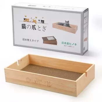 Точилка для ногтей Kinoki Cat, картонная точилка для ногтей, лак для ногтей, футляр для точилки для ногтей, деревянная кошачья кровать, 4 куска картона, изготовленные из домашней кошки хиноки