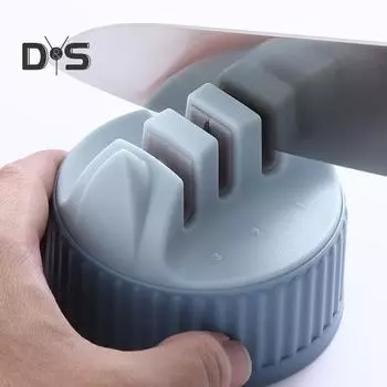 Точилка для ножей, 3-ступенчатая точилка для кухонных ножей, грубая, мелкая, противоскользящая, быстрая заточка, инструмент для домашнего ресторана синий