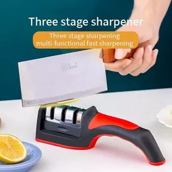 Точилка для ножей 3-ступенчатого типа Алмаз Бытовая Быстрая Точильная Палочка Заточка Кухонный Гаджет Нержавеющая сталь black