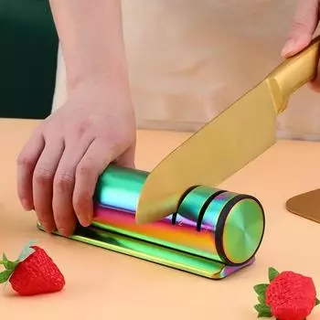 Точилка для ножей, 3 ступени, кухонный нож, инструмент для быстрой заточки, профессиональный инструмент для поварских принадлежностей из нержавеющей стали 18.5cm серебряный