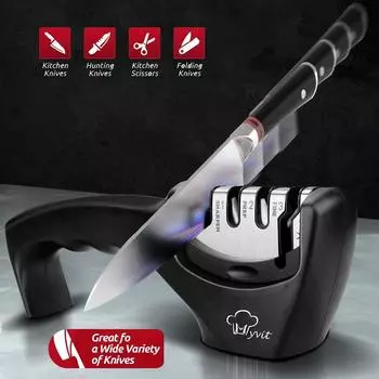 Точилка для ножей, 4 этапа в 1, профессиональный точильный камень, кухонный точильный камень, алмаз, тонкая шлифовальная машина для ножниц, шлифовальный инструмент для шеф-повара