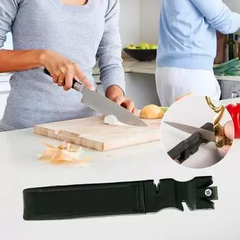 Точилка для ножей 4 в 1 Профессиональный инструмент для стальных лезвий Быстрая заточка Мастер-точилки для кухонных ножей Простота в использовании Выбор подарка чёрный