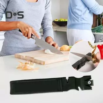 Точилка для ножей 4 в 1 Профессиональный инструмент для стальных лезвий Быстрая заточка Мастер-точилки для кухонных ножей Простота в использовании Выбор подарка чёрный