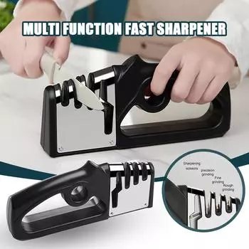 Точилка для ножей «четыре в одном», точилка для ножей с фиксированным углом, быстрая точилка для ножей, точильный камень для дома, кухонный гаджет One Size чёрный