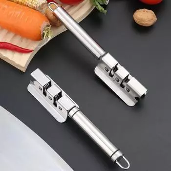 Точилка для ножей с длинной ручкой, 2-ступенчатое многофункциональное отверстие для подвешивания, нескользящее основание, быстрая заточка, сверхмощная точилка для ножниц из нержавеющей стали A