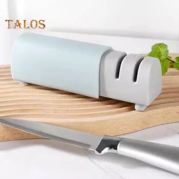 Точилка для ножей, точилка для фруктов, двухступенчатая безопасная для пальцев заточка кухонных ножей и ножниц синий