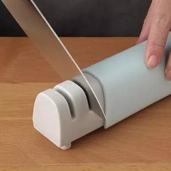 Точилка для ножей, точилка для фруктов, двухступенчатая безопасная для пальцев заточка кухонных ножей и ножниц синий