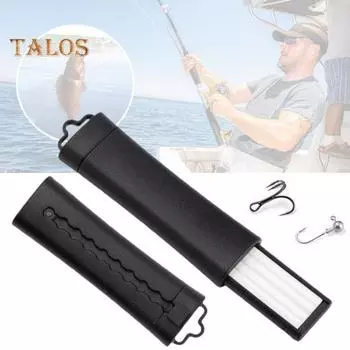 Точилка для рыболовных крючков, выдвижной точильный камень, керамическая напильник для рыболовных крючков, портативный инструмент для заточки крючков чёрный