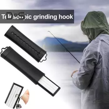 Точилка для рыболовных крючков, выдвижной точильный камень, керамическая напильник для рыболовных крючков, портативный инструмент для заточки крючков чёрный