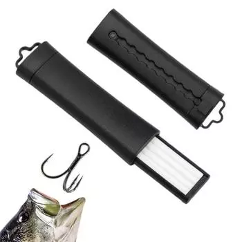 Точилка для рыболовных крючков, выдвижной точильный камень, керамическая напильник для рыболовных крючков, портативный инструмент для заточки крючков чёрный