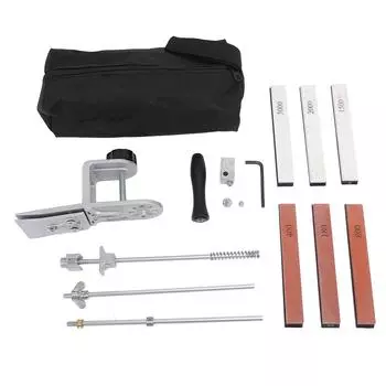 Точилка с фиксированным углом и 6 точильными камнями, универсальный набор инструментов для заточки кухонных ножей для шеф-повара