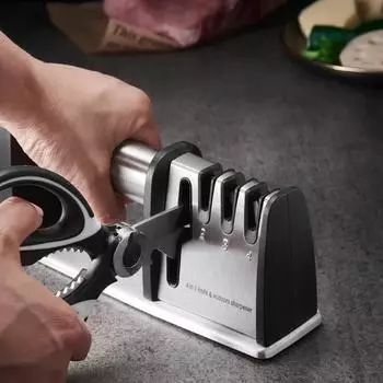 Точилки для ножей 4 в 1 кухонный инструмент для заточки лезвий и ножниц Мощная профессиональная кухонная ручная точилка для ножей S