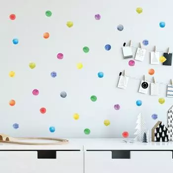Точка Акварель Декор Волна Точка Наклейка На Стену Дома ПВХ DIY Наклейка на стену для детской комнаты разноцветный
