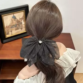 Точки Резинки для волос для женщин Бантики Резинки для волос Блестящие веревки для волос для девочек чёрный