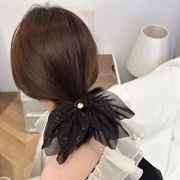 Точки Scrunchies для женщин Сетка для волос Веревка Темперамент Резинки для волос Девочки чёрный