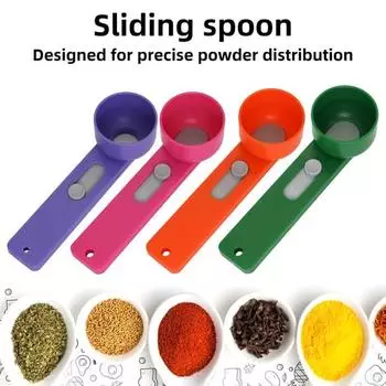 Точная мерная ложка для порошка с воронкой-слайдером, удобная мерная ложка для протеинового кофе фиолетовый