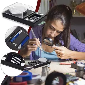 Точность 0,001 г Прецизионные балансовые ювелирные изделия Высокоточные электронные весы чёрный