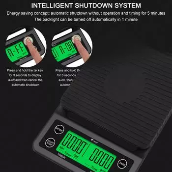 Точные электрические кухонные весы, кофейные весы с таймером, высокоточные кухонные мини-весы чёрный