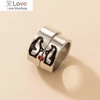 Tocona 2 шт. / комплект, милые парные кольца с пингвинами для женщин и мужчин, новые модные свадебные украшения из сплава в форме сердца серебряного цвета 20252