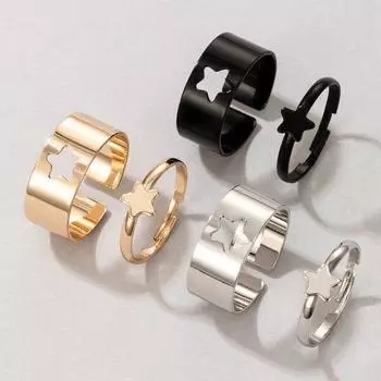 Tocona новые одинаковые парные кольца с бабочкой и сердцем для женщин и мужчин, полые геометрические цветные кольца с луной и звездой, свадебные украшения