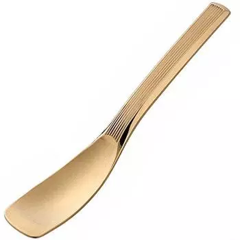 Todai 014003002 Solid Copper Stripe Line Ice Cream Spoon, Gold, Made in Japan