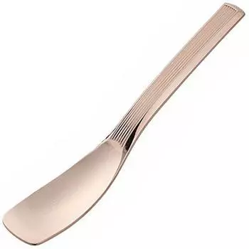 Todai 014003003 Solid Copper Striped Line Ice Cream Spoon, Pink Gold, Made in Japan
