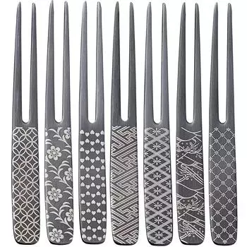 Todai Hairpin Pick Fork Black Oxide Color 7 шт. Сделано в Японии чёрный