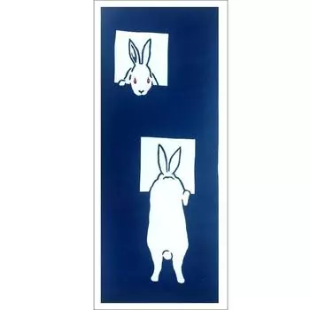 Todaya Shoten Tenugui Hand Navy Blue and 37 x 90cm Pear-dyed Towel, Peephole, 410, White, Approx. белый