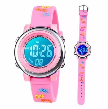 Toddler Boys Girls Kids Digital Children Watch, 3D Cute Cartoon 7 Colors Light Waterproof Sports Girls Boys Electronic Watch 5-15 Years Old