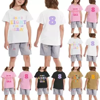 Toddler Girl Boy Shirt Birthday T-Shirts Kids Shirts 8 Years 100 белый