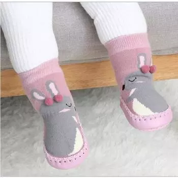 Toddler Indoor Sock Shoes Newborn Baby Socks Winter Thick Terry Cotton Baby Girl Sock with Rubber Soles Infant Animal Funny Sock 12 to 18M