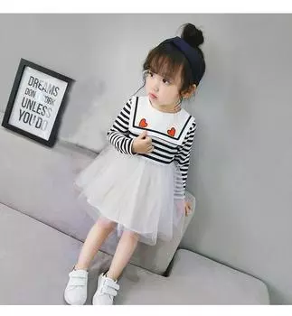 Повседневное тюлевое платье принцессы в полоску для маленьких девочек, одежда 90 белый